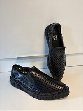 NWT T.U.K Men’s Black Perforated Slip-On Creepers